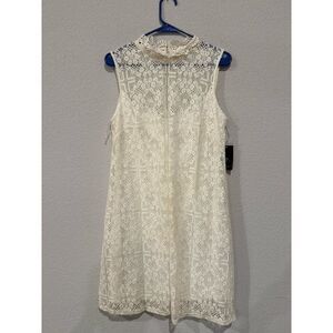 Ronni Nicole Sleeveless Floral Lace Shift Dress/Top Ivory Size 14 nwt